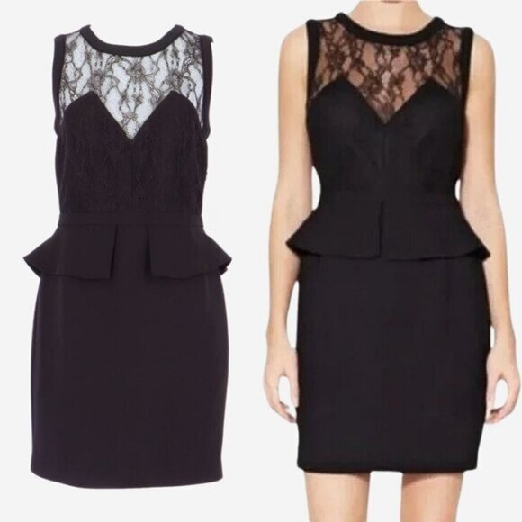 Sandro Paris Women's Lace Peplum Dress Small Black - Picture 1 of 7